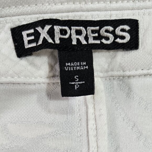 Express Ivory Cream Floral Embossed Moto Zip Cropped Jacket Unique Preppy - Picture 7 of 9